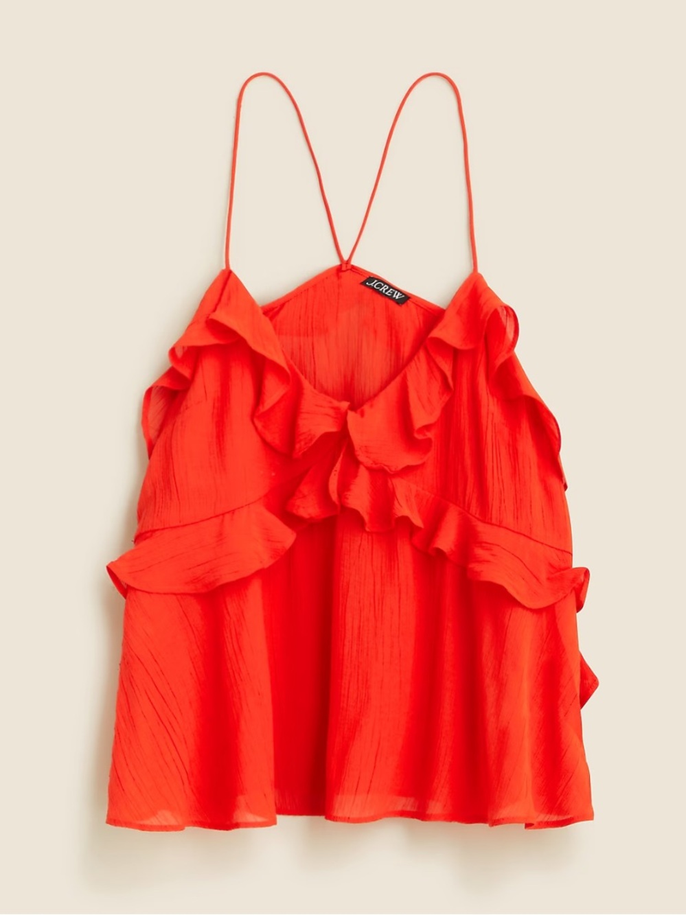 NWT JCrew Drapey Ruffle Tank Vibrant Red-Orange